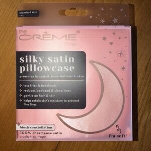 NEW The Creme Shop Silky Satin Pillowcase - Standard Blush Constellation‎ Pink